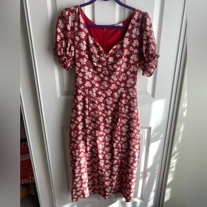 Floral Red Dress